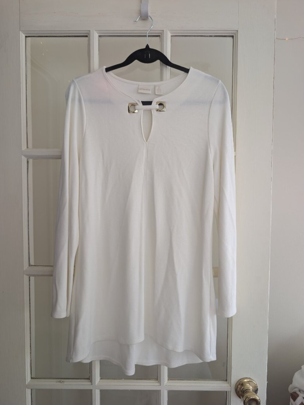 Chico's White Long-sleeve Tunic Dress